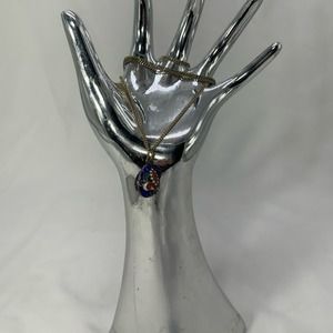 VTG Sterling Italian cloisonné egg pendant